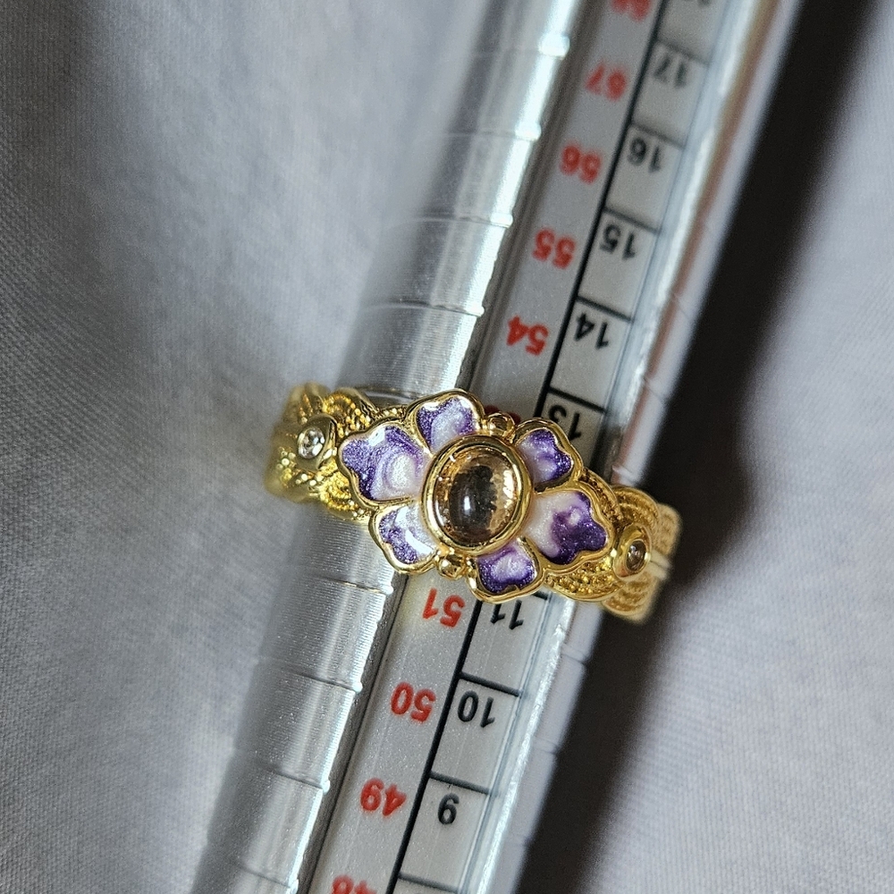 Gold and Purple Floral Ring